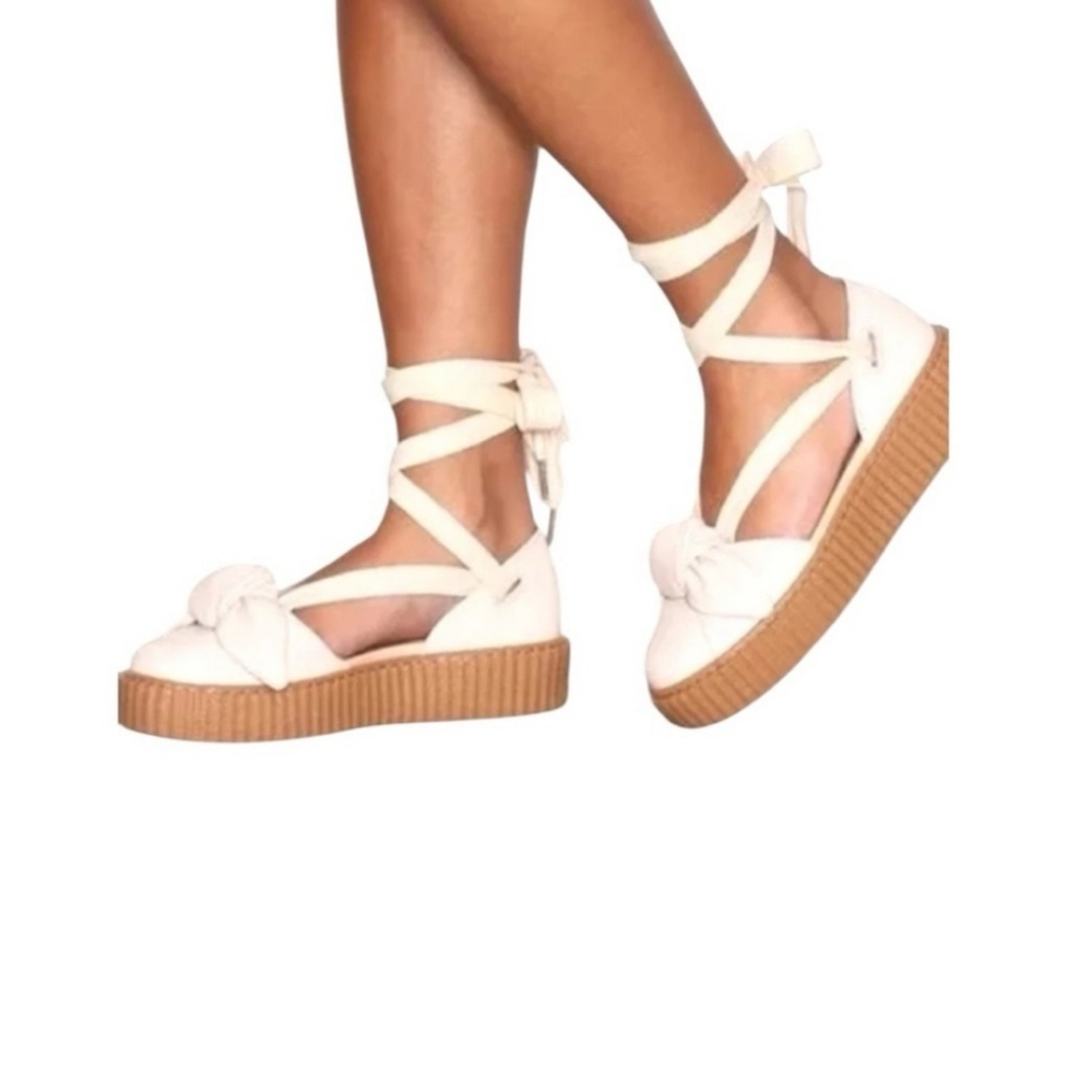 Puma Fenty Bow Creeper Sandal Vanilla Cream Gum Sole Size 8.5 NWOT No Box
